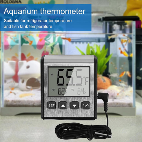 2 PCS Fridge Refrigerator Thermometer Freezer Digital Thermometer Temperature Big LCD Stainless Panel Room Temperature Monitor with Max/Min Temper...