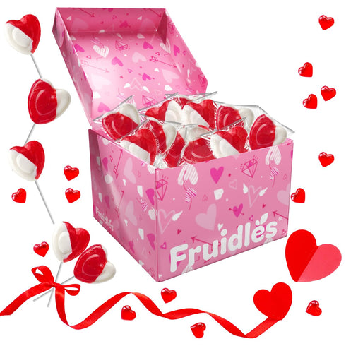 Lollipops Red Heart Shaped Strawberry N' Cream Flavored, 12 Lollipops, Individually Wrapped...