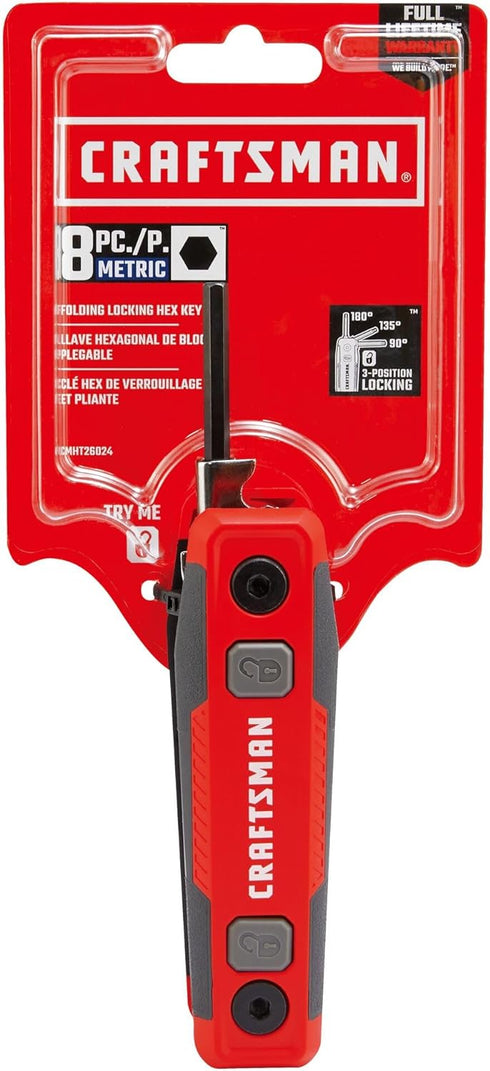 CRAFTSMAN Hex Key Set, MM, Folding Locking 8 Piece (CMHT26024)...