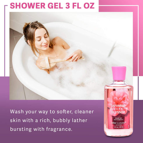 Bath & Body Care Travel Set - Home Spa Set with Body Lotion, Shower Gel and Fragrance Mist (Japanese Cherry Blossom)...