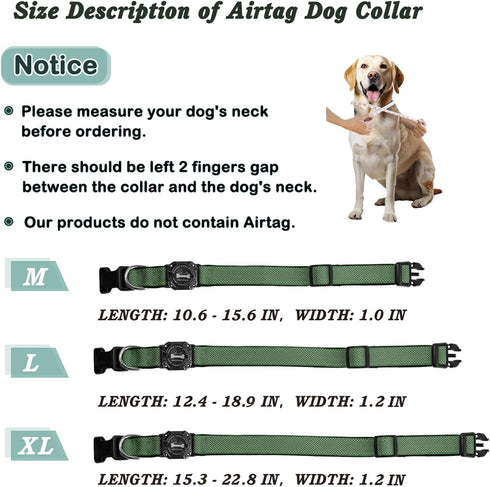 Airtag Dog Collar, 100% Waterproof Padded Apple Air Tag Dog Collar with Airtag Holder Case, Reflective Adjustable Nylon Pet Collar for Small Mediu...