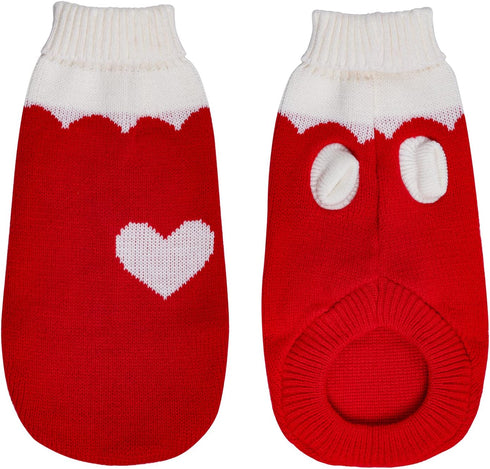 Pet Dog Knitted Sweaters Knitwear Turtleneck Pajamas Soft Winter Warm Puppy Valentine Clothing Christmas Clothes Heart Doggie Apparel for Cats Dog...