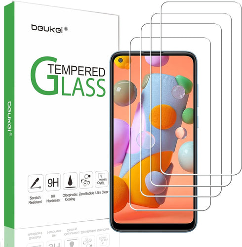 (4 Pack) Compatible for Samsung Galaxy A11 Screen Protector Tempered Glass, Full Screen Coverage, Anti Scratch, Bubble Free...
