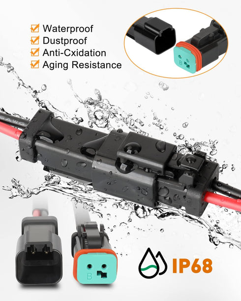NAOEVO 2 Pin DT Connectors Waterproof, 2 Wire Connector 16 AWG Automotive Electrical Connector, 2 Pin Connectors Male and Female Wire with Heat Sh...