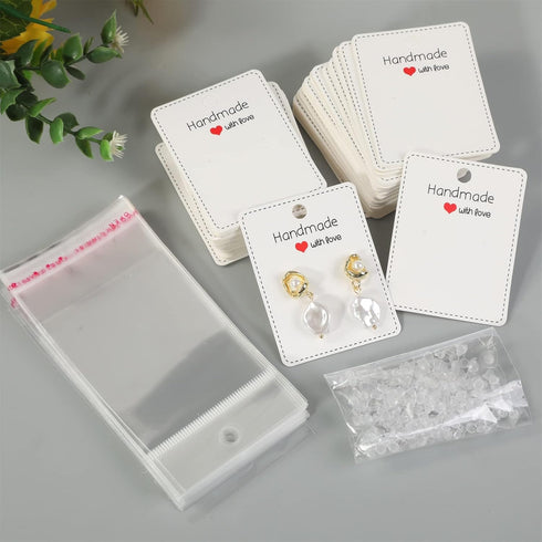Femtindo 150 Pack Earring Cards for Jewelry Packaging DIY Earrings Holder Display Card with Bag for Studs Selling (White(Earring Card), 5x6.5cm)...