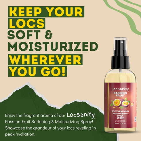 Locsanity Daily Moisturizing Spray for Dull, Dry Locs – Trial Size Passion Fruit Hair and Scalp Moisturizer for Dreadlocks, Sisterlocks, Microlock...