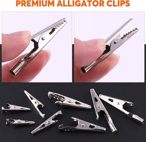 160Pcs 28mm 35mm 45mm 53mm Metal Alligator Clips Assortment Kit Small Alligator Clips Silver for Battery Test Lead Electrical Test Clamps...