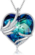 EleQueen Angel Wings Heart Necklace for Women, Pendant Jewelry Gifts for Her Women Mom Grandma on Christmas, Valentine's/Mother's Day, Anniversary...