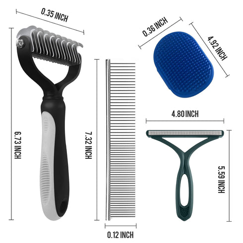Pet Dematting Tool - Double-Sided Undercoat Rake for Dogs & Cats - Shedding Comb and Dematting Tool for Grooming...