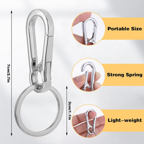 Mozeat Lens 3 Pcs Metal Keyring Keychain Clip Keychains Key Ring Chain Hook Clips Holder Organizer for Car and Keys Finder for Men Women Black Sil...