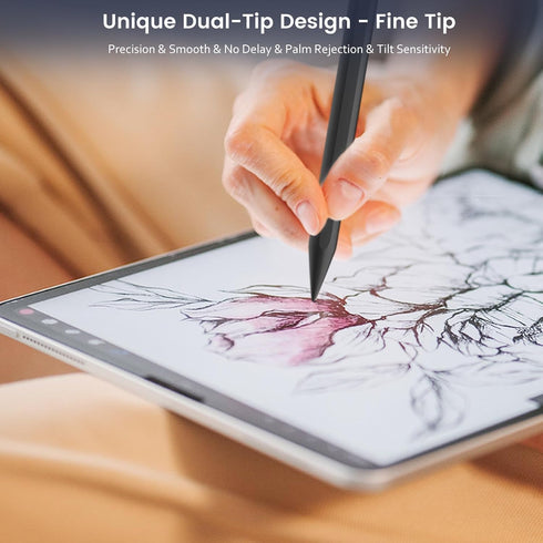 Stylus Pen for iPad, 13 mins Fast Charge Apple iPad Pencil, Dual-Tip Active Stylus, Palm Rejection, Tilt Sensitivity, Work w/iPad Pro 11/12.9in, i...