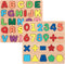 Wooden Puzzles for Toddlers, 2pack Alphabet Shape Puzzles for Kids Wooden Montessori Toddler Puzzles Wooden Alphabet Number Shape Puzzles for Kids...