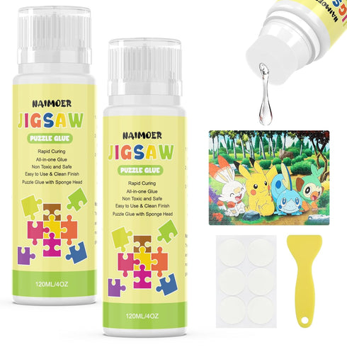 NAIMOER Puzzle Glue 240ML, DIY Diamond Art Sealer with Sponge Head & Applicators, 5D Puzzle Sealer Accessories Permanent Hold Shine Effect Diamond...