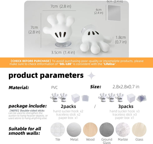 2PCS Cute Hanging Toothbrush Holder, Hand Wall Hanging Utility Suction Hooks with StickyPads, Multi-Function Mouse Bathroom Decor, Key Holder Show...