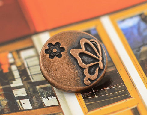 Bezelry 10 Pieces Butterfly and Flower Metal Shank Buttons. 20mm (3/4 inch) (Antique Copper)...