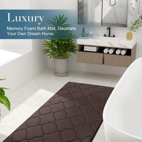 OLANLY Memory Foam Bath Mat Rug 30x20, Ultra Soft Non Slip and Absorbent Bathroom Rug, Machine Wash Dry, Comfortable, Thick Bath Rug Carpet for Ba...