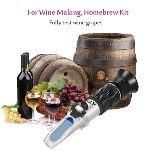 Wine Refractometer,V-Resourcing Hand Held Brix/Alcohol Refractometer with ATC for Wine Making Homebrew Kit, Dual Scale(Brix 0-40%, Alcohol 0-25%)...