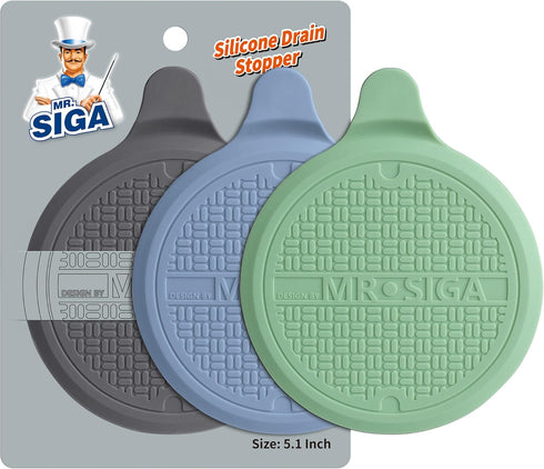 MR.SIGA Silicone Bathtub Stopper, Drain Stopper for Shower, Sink, 5.1" Diameter, 3 Pack...