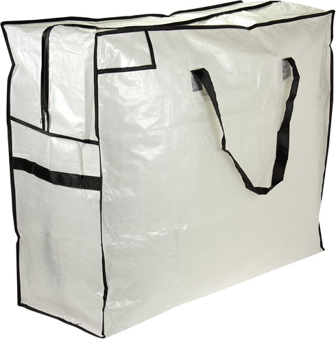 Household Essentials 2622 MightyStor Large Storage Bag with Handles | Clothing and Linen Storage Bag | White Tarp with Black Trim...