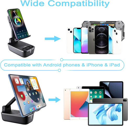 comiso Gifts for Men Women,Birthday Gifts,IPX7 Waterproof Cell Phone Stand with Bluetooth Speaker,Anti-Slip Design Shower Phone Speaker with HD St...