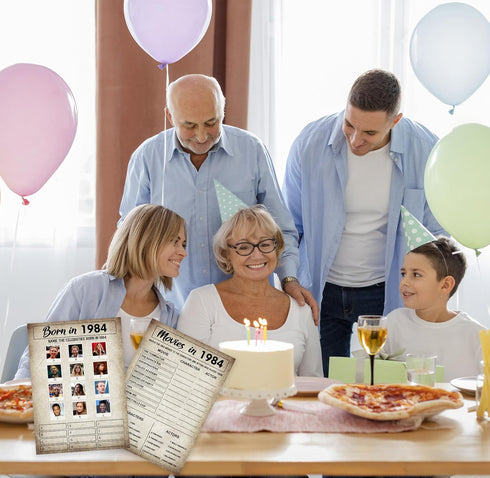1984 Birthday Game Card Stock - 40th Birthday Party Game - Double-Sided Printed Birthday Card Stock With Answers, Perfect For Birthday Parties And...