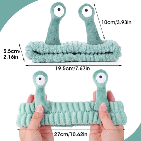 Face Wash Headband, Palm and Snail Spa Hair Bands Makeup Headbands Women Cartoon Cute Coral Fleece Elastic Headband Creative Hair Accessories for ...
