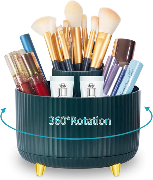 Makeup Organizer Makeup Brush Holder Organizer Lipstick Organizer 360° Rotating 5 Slot Make up Brushes Cup for Cosmetics Nail Polish Hair Brush Ho...