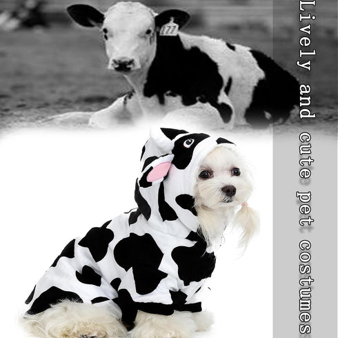 Cow pet Clothing, Small and Medium-Sized cat and Dog Clothing, Modeling Cow Role-Playing Dog and cat Clothing, Suitable for Spring, Autumn and Win...