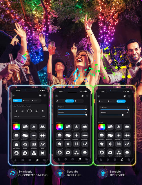echosari Smart String Lights 100 LED 33Ft RGB Built in Chip Fairy Lights with Remote & App Control, 16 Million Color Changing Christmas Trees Ligh...