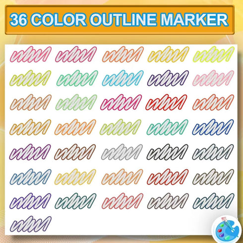 Double Line Outline Markers 36 Colors Super Squiggles Glitter Markers Self Outline Metallic Markers, Shimmer Markers Doodle Drawing Pens for Chris...