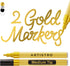 ARTISTRO 2 Gold Acrylic Paint Pens for Rock Ceramic Wood Glass Metal Fabric Plastic - 3mm Metallic Paint Markers Ideal for Scrapbooking DIY Crafts...