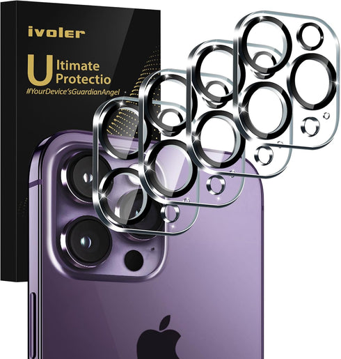 ivoler 4-Pack Camera Lens Protector for iPhone 14 Pro Max, iPhone 15 Pro Max 6.7'', iPhone 15 Pro,iPhone 14 Pro 6.1'' Tempered Glass Camera lens S...