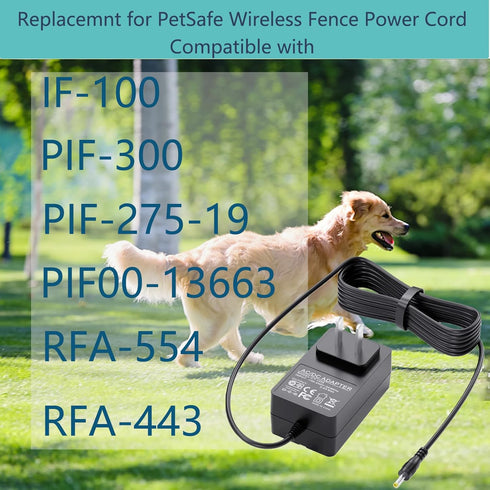 Replacment for PetSafe Wireless Fence Power Cord Compatible with PetSafe IF-100 PIF-300 IF-101 RFA-443 300-034 650-231 PIF00-15001 PIF00-13663 RFA...