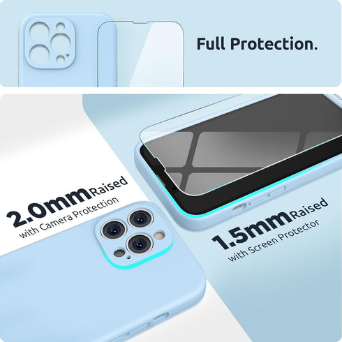 SURPHY Compatible with iPhone 13 Pro Case with Screen Protector, (Camera Protection + Soft Microfiber Lining) Liquid Silicone Phone Case 6.1 inch ...