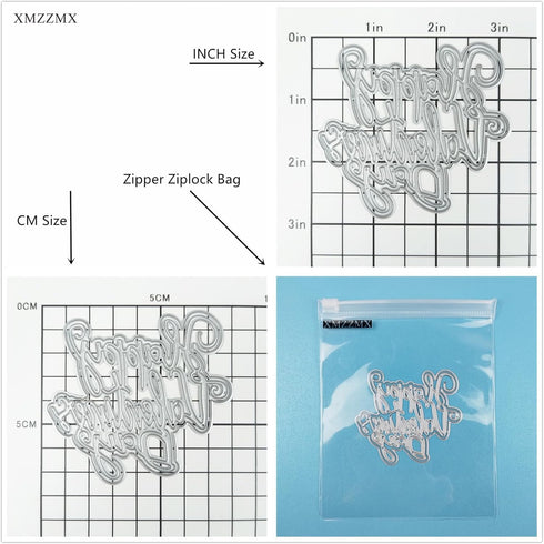 Words Happy Valentine's Day Rose Backplane Metal Cutting Dies for Card Making, Paper Embossing Die Cuts Kit Templates, Storage Pockets Supplies, P...