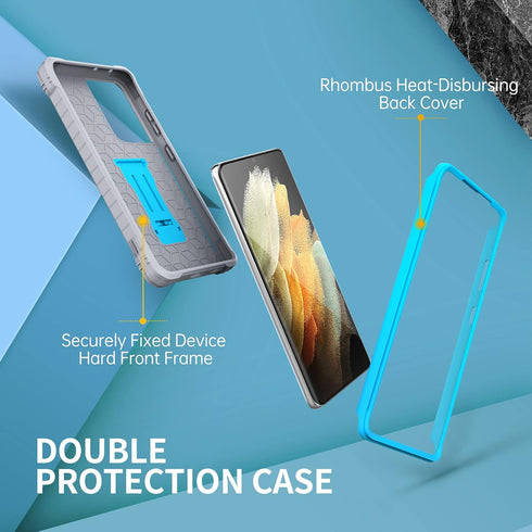FITO for Samsung Galaxy S21 Ultra 5G Case, Dual Layer Shockproof Heavy Duty Case for Samsung S21 Ultra 5G Phone Built-in Kickstand, Without Screen...