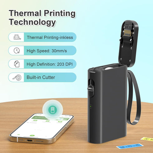 Label Maker Machine with Tape, P21 Portable Bluetooth Label Printer, Wireless Built-in Cutter Sticker Maker Mini Label Makers with Multiple Templa...