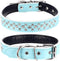 Rhinestones Dog Collar, Adjustable Sparkly Crystal Studded Genuine Leather Pet Dog Collar for Small and Medium Breeds (S fit Neck 11-13", Light Bl...