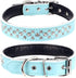 Rhinestones Dog Collar, Adjustable Sparkly Crystal Studded Genuine Leather Pet Dog Collar for Small and Medium Breeds (S fit Neck 11-13", Light Bl...