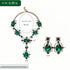 Indian Gold Green Jewelry Sets for Women - Chunky Emerald Dark Green Rhinestone Statement Bib Gold Earrings and Necklace Set Costume Jewelry for W...