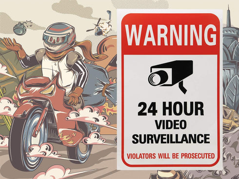 Tupalizy 24 Hours Video Camera Surveillance Sign Stickers Decals Self-Adhesive Home Business Alarm System Security Label Stickers for Window Wall ...