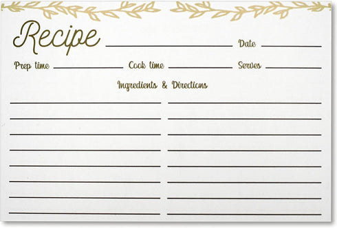 Dekali Designs Rustic Recipe Cards 4x6 Inches (50 Pack) Double Sided Index Cards with Cute Floral Design...