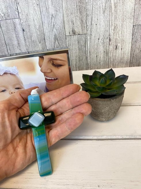 Handmade in USA Glass Cross with Sentiment for Godmother from Goddaughter/Godson/Godchild- Godmother Gift for Christmas/Baptism/Mothers Day/Confir...