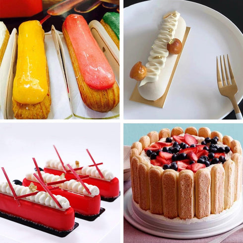 Finger Biscuit Silicone Mould, 2Pack 8 Cavities Finger Shaped Molds Granola Bars Twinkie Cake Pan Rectangular Strip Mold for Baking Energy Bars, C...