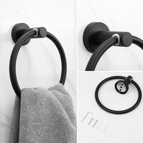 NearMoon Bath Towel Ring, Bathroom Hardware Accessories-Thicken Stainless Steel Hand Towel Holder for Bathroom, Modern Round Towel Hanger Wall Mou...