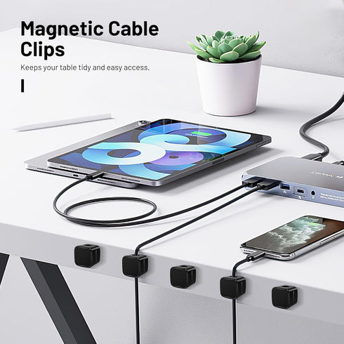 6 Pack Magnetic Cord Organizer, Znben Magnetic Cable Clips Holder Adhesive Cable Management Charger Wire Holder Clips for Desk, Car, Office, Home,...