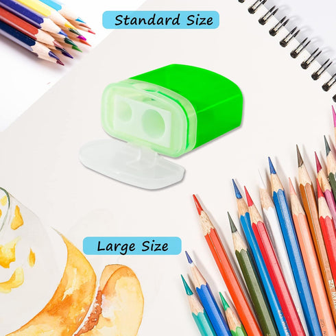 Dual Hole Pencil Sharpener - 24 Pieces Pencil Sharpeners Manual with Lid for School Home Office,Angel Tree Compact Handheld Pencil Sharpener Assor...