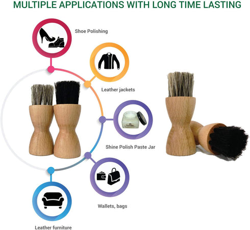 Valentino Garemi Shoe Brush Cream Applicator Set | Shine Polish Paste Jar Dauber | Horse Hair & Real Wood Handle | Made in Germany...