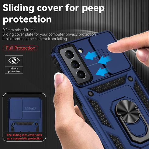 Protective Case with Screen Protector for Samsung Galaxy S21 5G - Dual Layer, Magnetic Ring Holder, Kickstand, Drop Tested - Navy Blue......