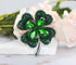 Gyn&Joy Gun Metal Tone Antique Inspired Emerald Green Crystal Rhinestones Four Leaf Clover Brooch Pin...